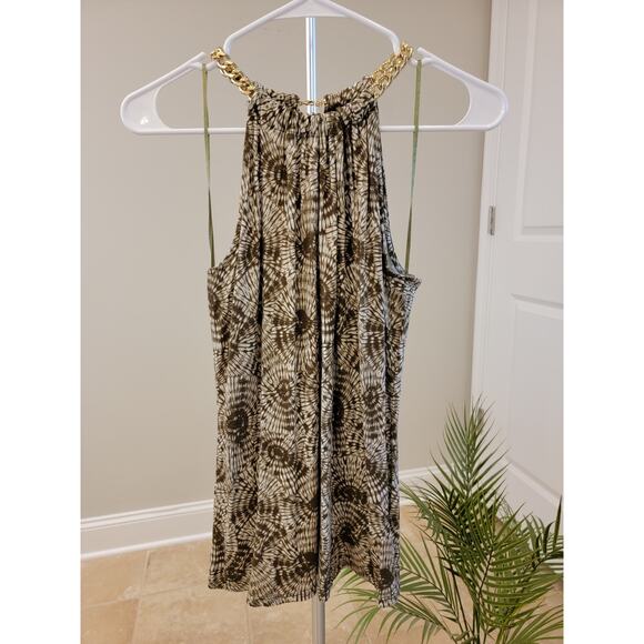 Michael Kors Blouse Sleeveless Gold Chain Tie Dye - Picture 1 of 5